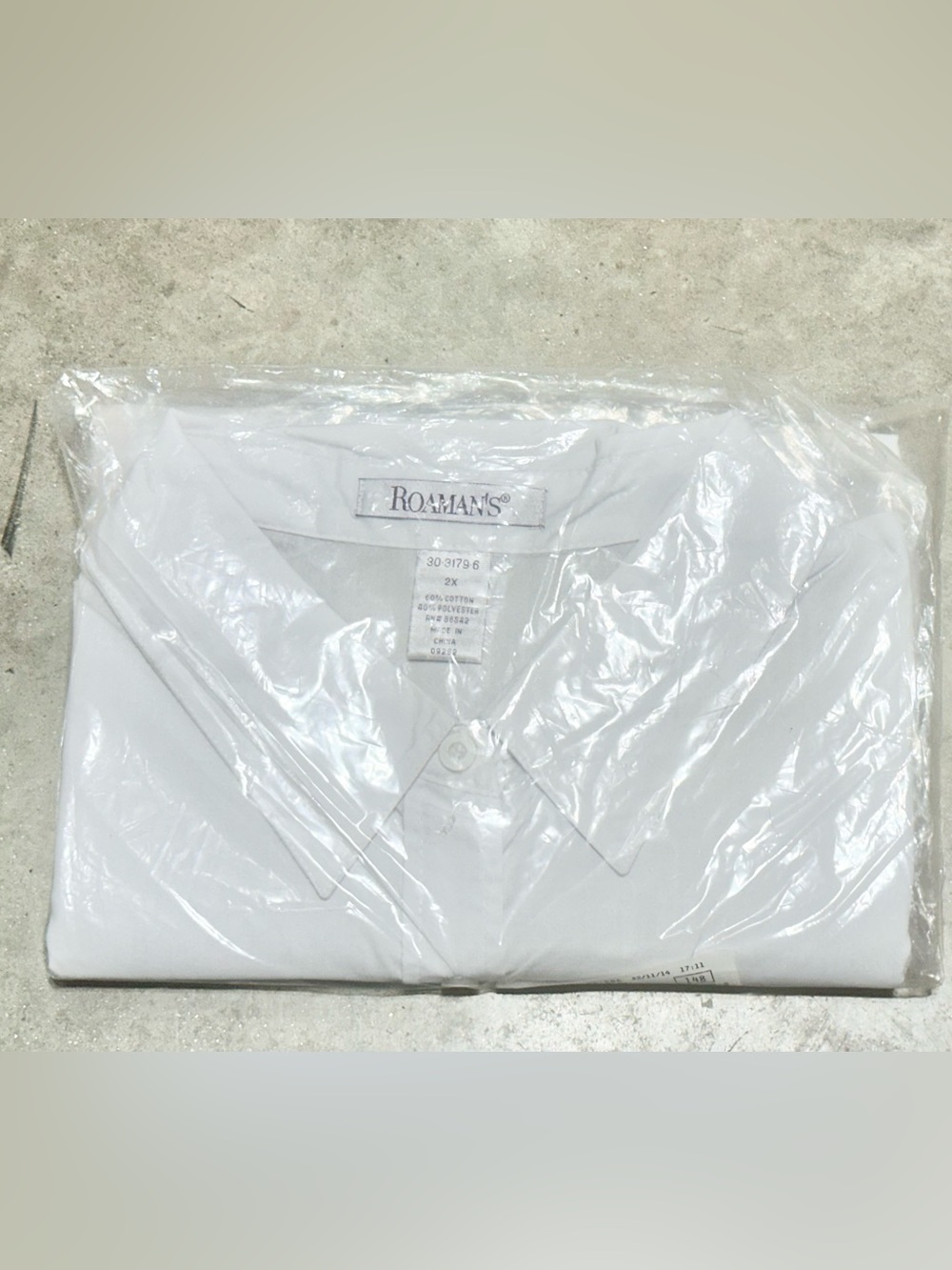 Roaman's White Women's Button-Down Shirt - Classic Collar-2X